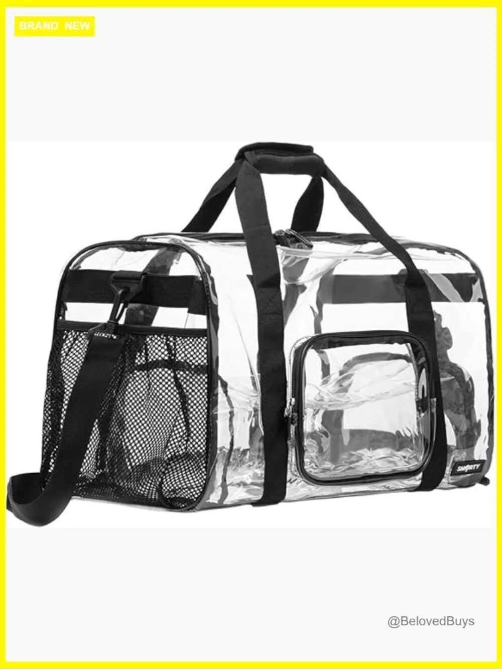 Large Heavy Duty Clear Duffel Bag with Shoe Compartment Stadium Approved